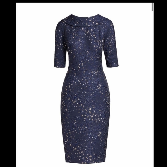 Rickie Freeman for Teri Jon Dresses & Skirts - Rickie Freeman for Teri Jon Navy and Gold Midi Dress